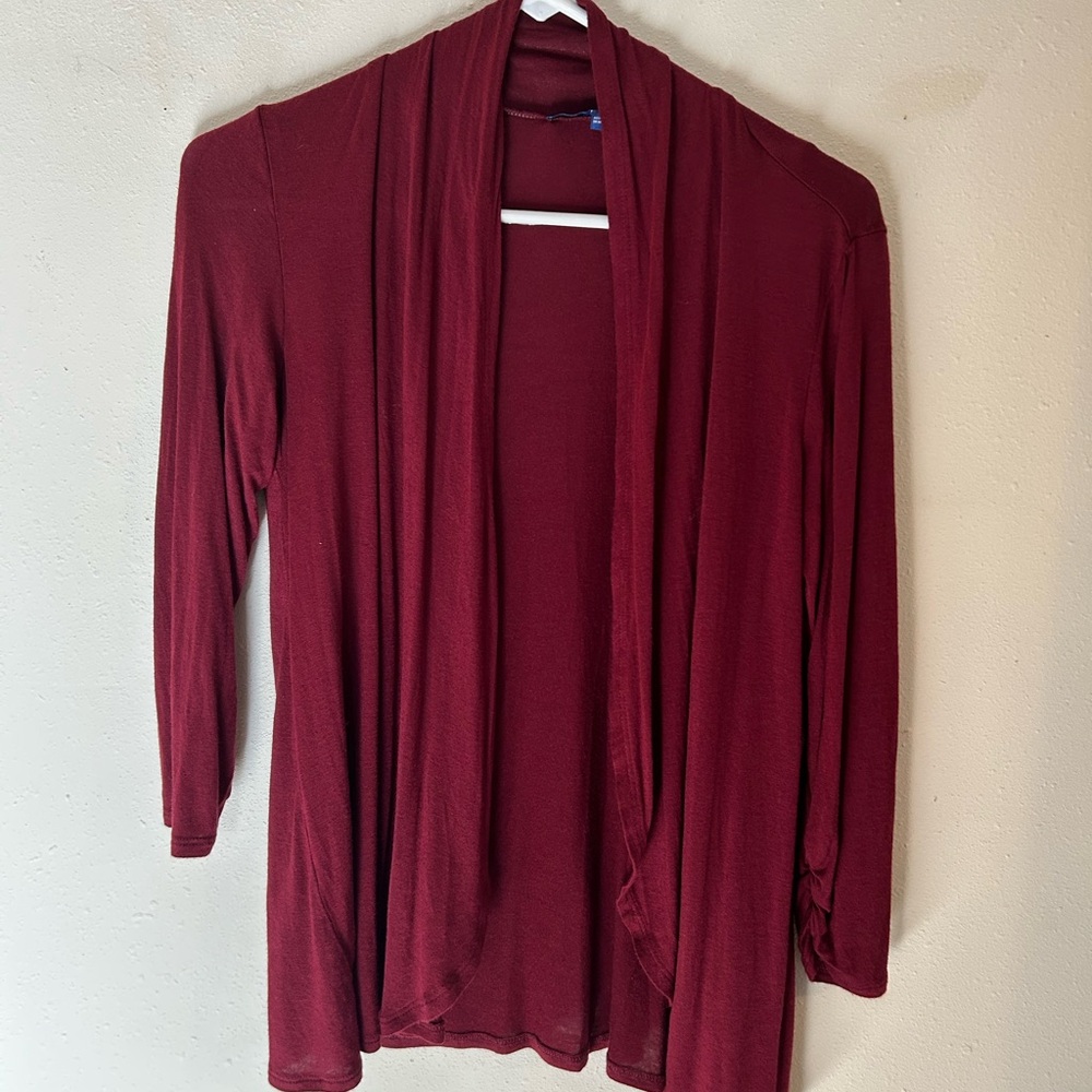 Burgundy Open Front Cardigan